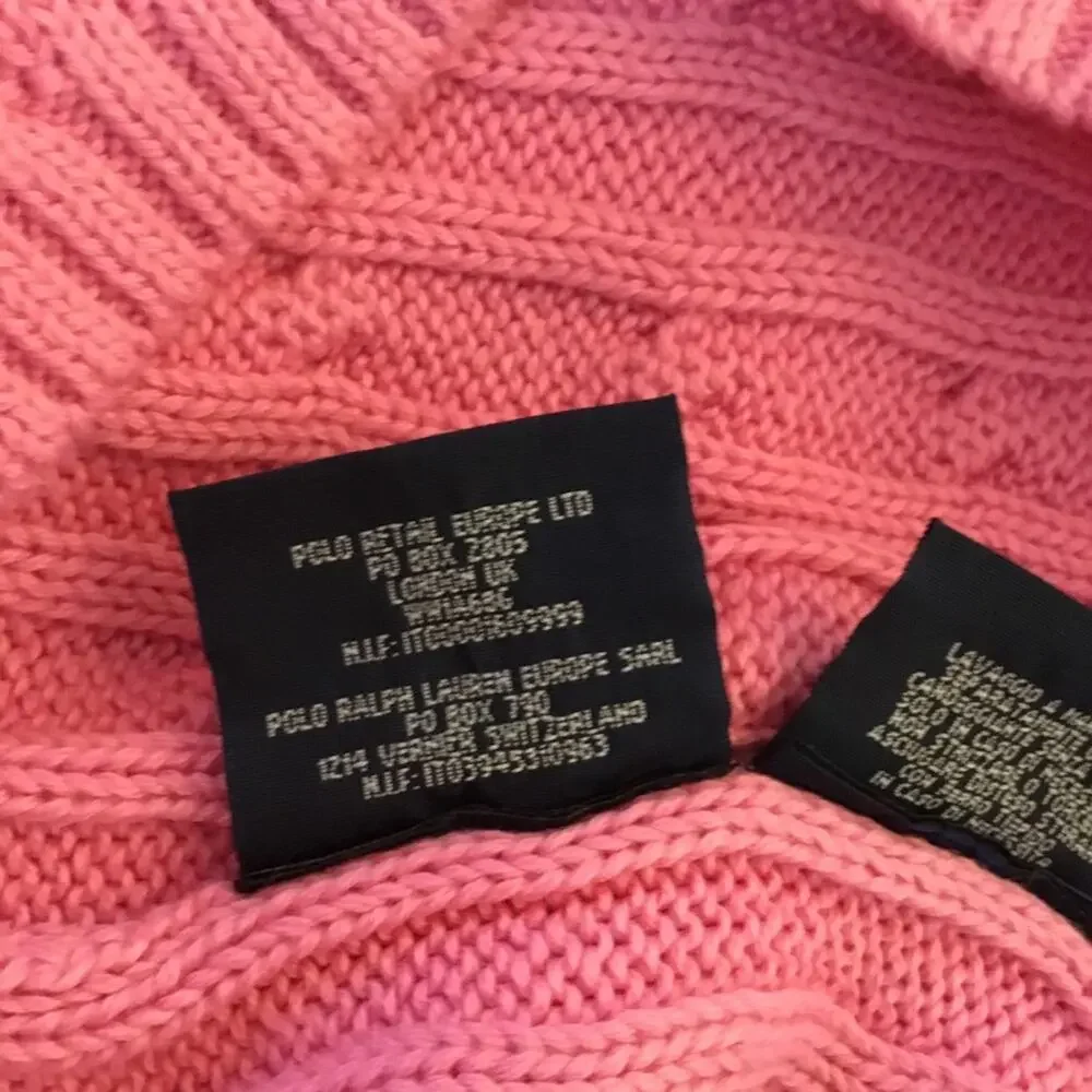 Ralph Lauren Girl Pink Cable Knit V-Neck Dress